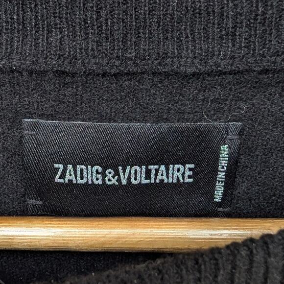 ZADIG & VOLTAIRE Black Cici Star Patch Cashmere Sweater Pullover , size XS - Picture 3 of 8